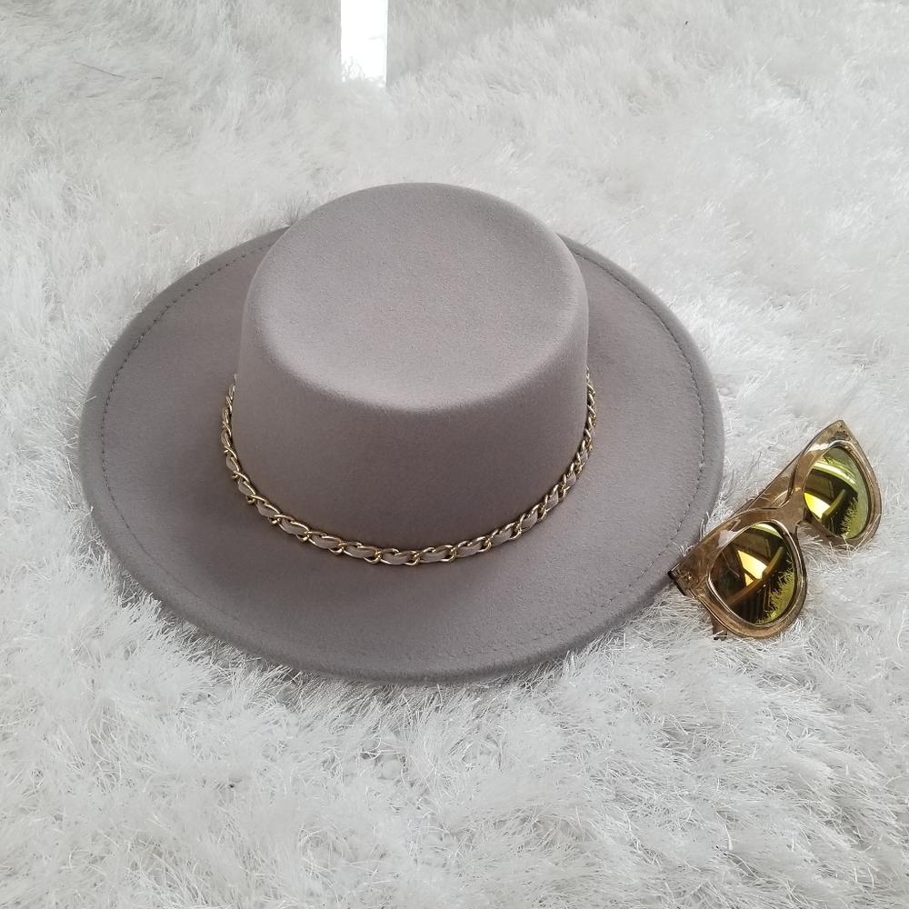 FASHION BRIM HAT W/ CHAIN ACCENT hat - Picture 2 of 7